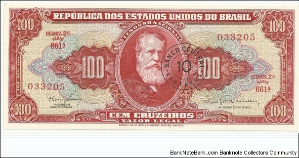 Brasil 10 Centavos-100 Cruzeiros Serie A Estampa2 Banknote