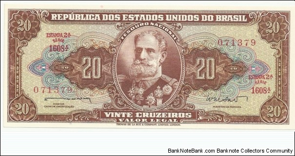 Brasil 20 Cruzeiros Serie A Estampa2 Banknote