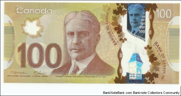 Canada 100 Dollars plastic Banknote