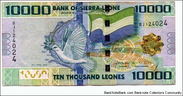 Bank of Sierra Leone 
10000 Leones Banknote