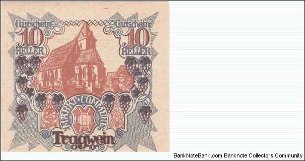 Notgeld Tragwein 10 Heller Banknote