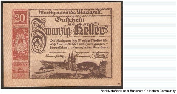 Notgeld Mariazell 20 Heller Banknote