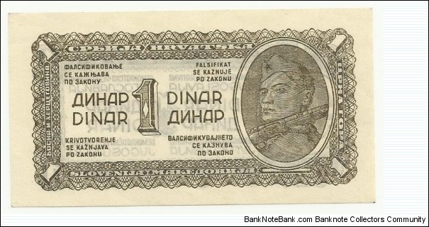 YugoslaviaBN 1 Dinar 1944 Banknote