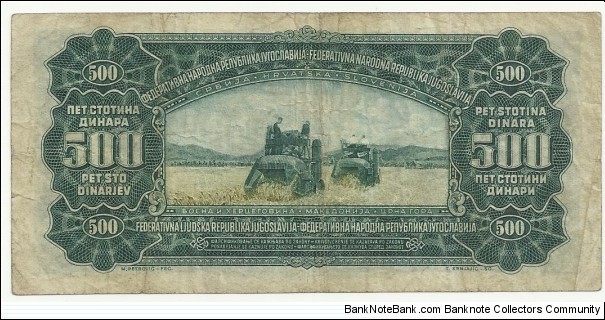 Banknote from Yugoslavia year 1955