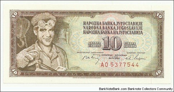 YugoslaviaBN 10 Dinara 1968 Banknote