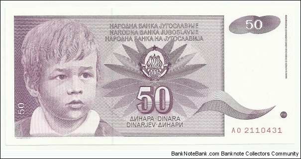 YugoslaviaBN 50 Dinara 1990 Banknote