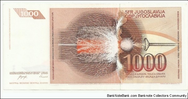 Banknote from Yugoslavia year 1990