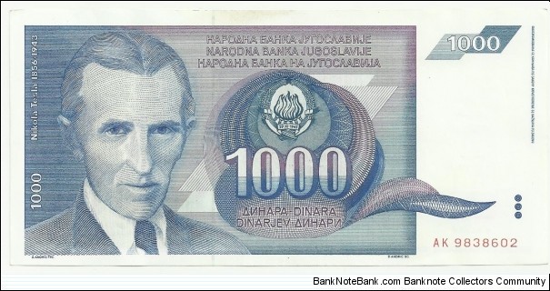 YugoslaviaBN 1000 Dinara 1991 Banknote
