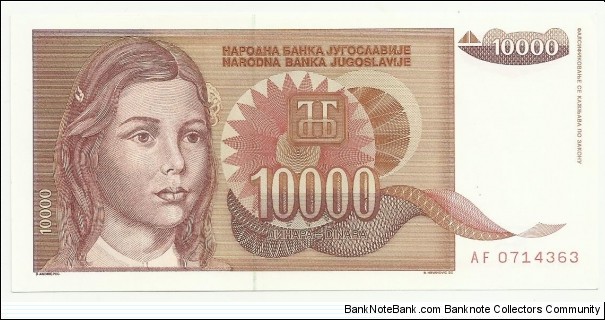 YugoslaviaBN 10000 Dinara 1992 Banknote