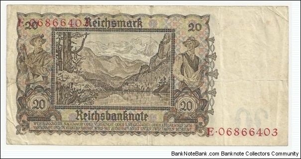 Banknote from Germany year 1939