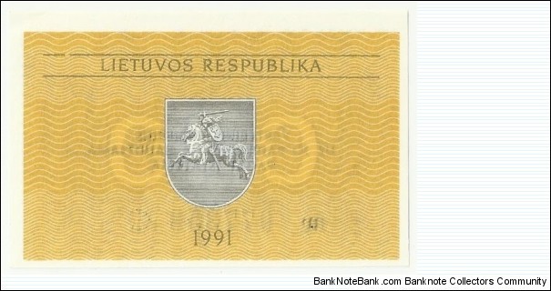 Lithuania 0.10 Talonas 1991 Banknote