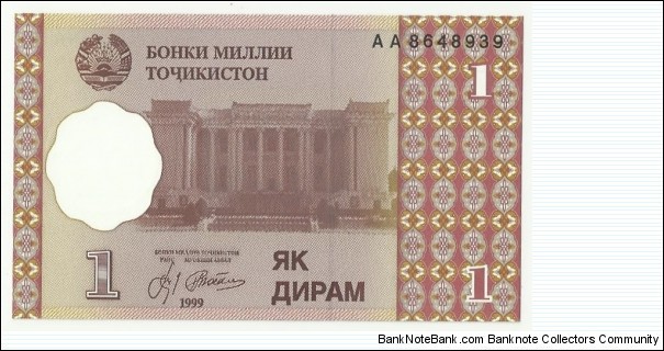 Tajikistan 1 Dram 1999 Banknote