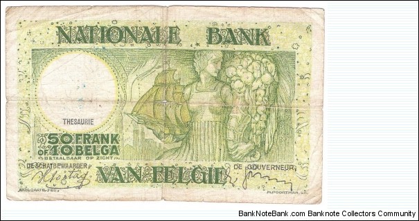 Banknote from Belgium year 1938