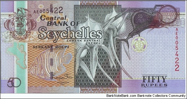 Seychelles 2011 50 Rupees. Banknote