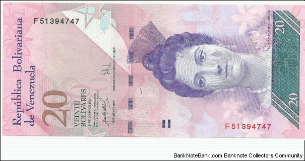 Venezuela 20 Bolivares 2007 Banknote