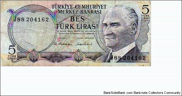 5 Turk Lirasi Banknote