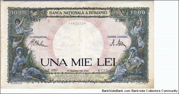 1.000 Lei__
pk# 52 a__
10.09.1941 Banknote