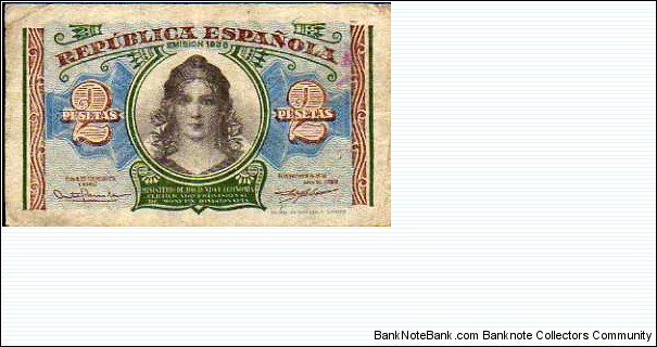 2 Pesetas__
pk# 95 Banknote