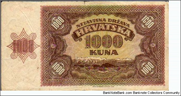 Banknote from Croatia year 1941