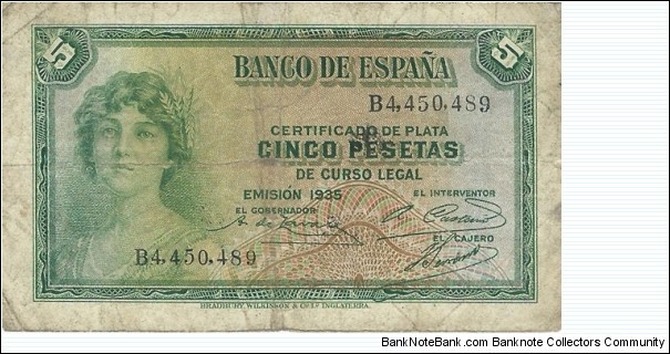 5 Pesetas__
pk# 85 Banknote