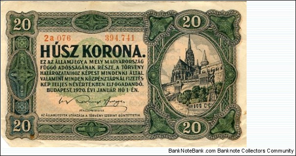 20 Korona / Kronen / Coroane / Korún / Kruna / Korun__
pk# 61__
01.01,1920 Banknote