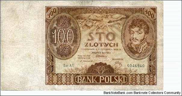 100 Zlotych__
pk# 133 b__
02.06.1932__
Series -AT- Banknote