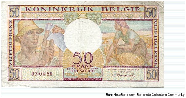 Banknote from Belgium year 1956