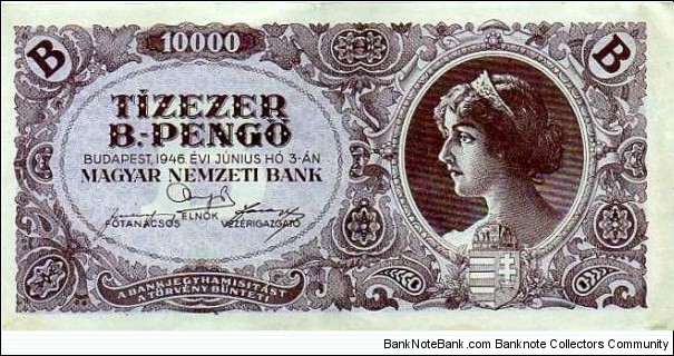 Magyar Nemzeti Bank 10000 B.-Pengo Banknote