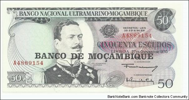 Moçambique 50 Escudos 1970-overprint Banknote