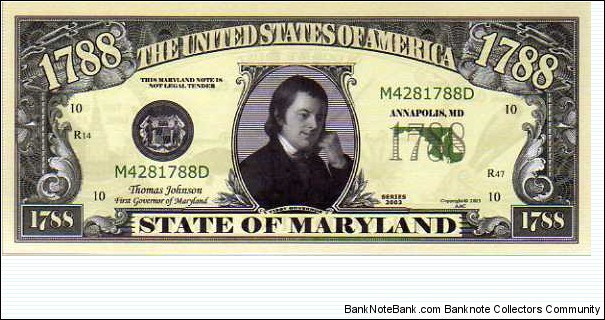 1788 State of Maryland - pk# NL - ACC American Art Classics - Not Legal Tender  Banknote