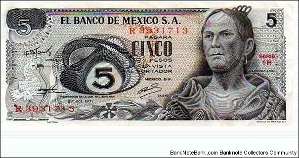 5 Pesos - El Banco de Mexico S.A. Banknote