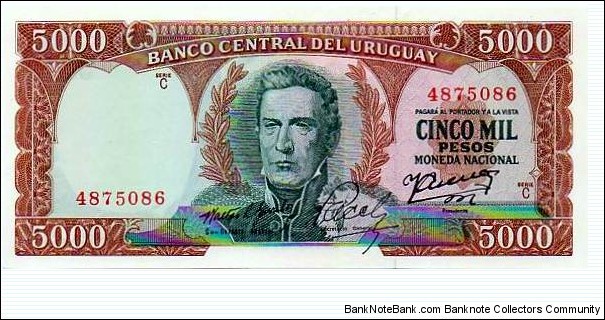 Banco Central del Uruguay - 5000 Pesos Banknote