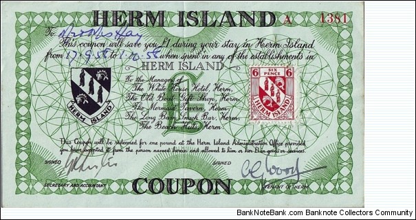 Herm 1956 1 Pound. Banknote