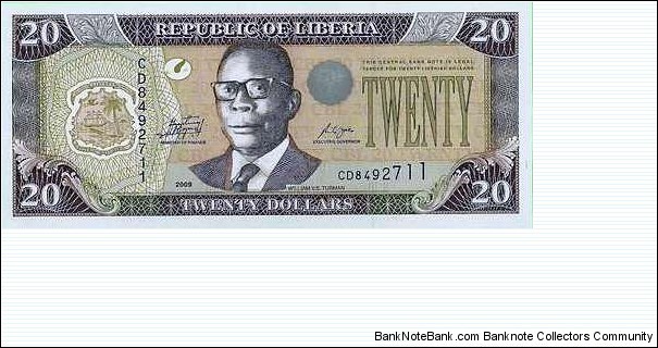 Central Bank of Liberia - 20 Dollars Banknote