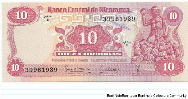NicaraguaBN 10 Cordobas 1979 Banknote