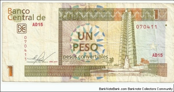 Cuba 1 Peso Convertible 2011 Banknote