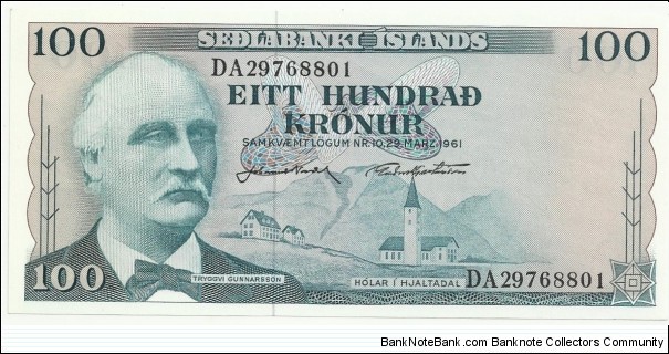 Iceland 100 Kronur 1961 Banknote