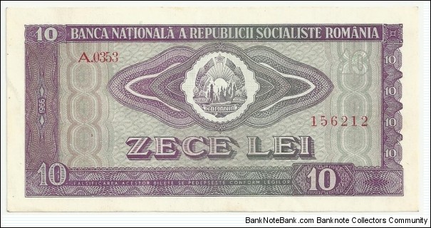 RomaniaSR 10 Lei 1966 Banknote