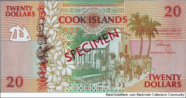 Cook Islands N.D. 20 Dollars.

Specimen. Banknote