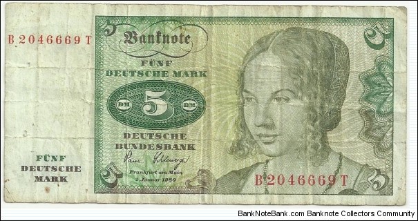 Germany-West 5 Deutsche Mark 1980 Banknote