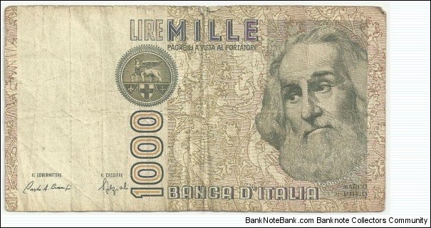 Italy 1000 Lire 1982 Banknote