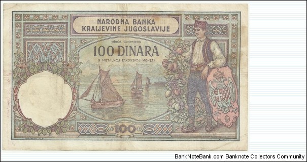 Banknote from Yugoslavia year 1929