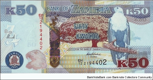 Zambia 2014 50 Kwacha.

50 Years of Independence. Banknote