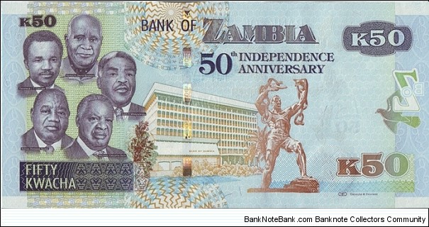 Banknote from Zambia year 2014
