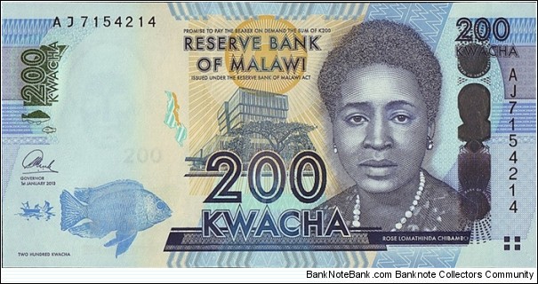 Malawi 2013 200 Kwacha. Banknote