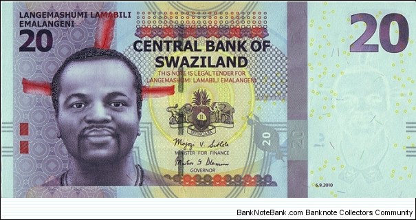 Swaziland 2010 20 Emalangeni. Banknote