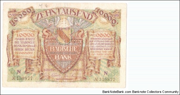 10.000 Mark(BADISCHE BANK 1923) Banknote