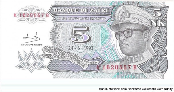 5 Nouveaux Makuta(Zaire 1993) Banknote