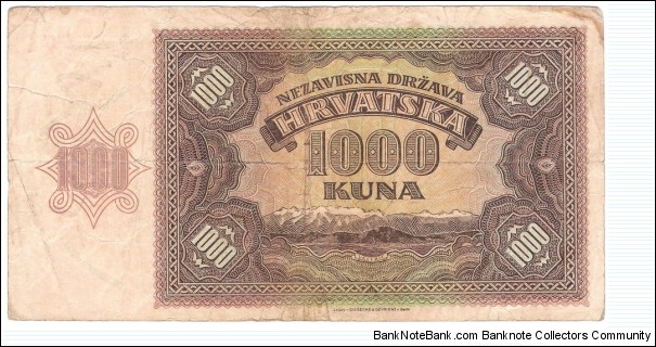 Banknote from Croatia year 1941