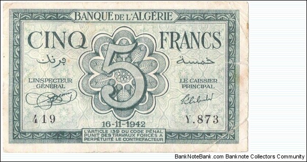 5 Francs(1942) Banknote
